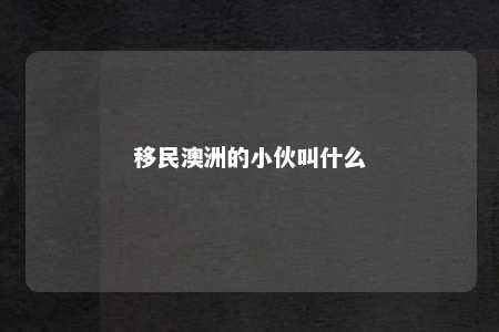 移民澳洲的小伙叫什么